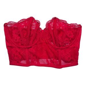 Victoria's Secret Dream Angels Scalloped Lace Bustier Glitter Trim Size 34D